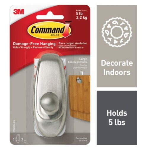 Command Timeless Hook 17063BN-ES Large Brushed Nickel